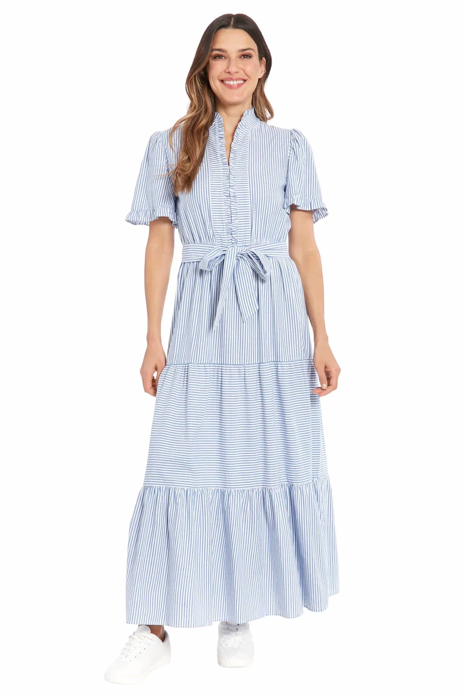 London Times - Mackenzie Ruffle Sleeve Maxi Dress