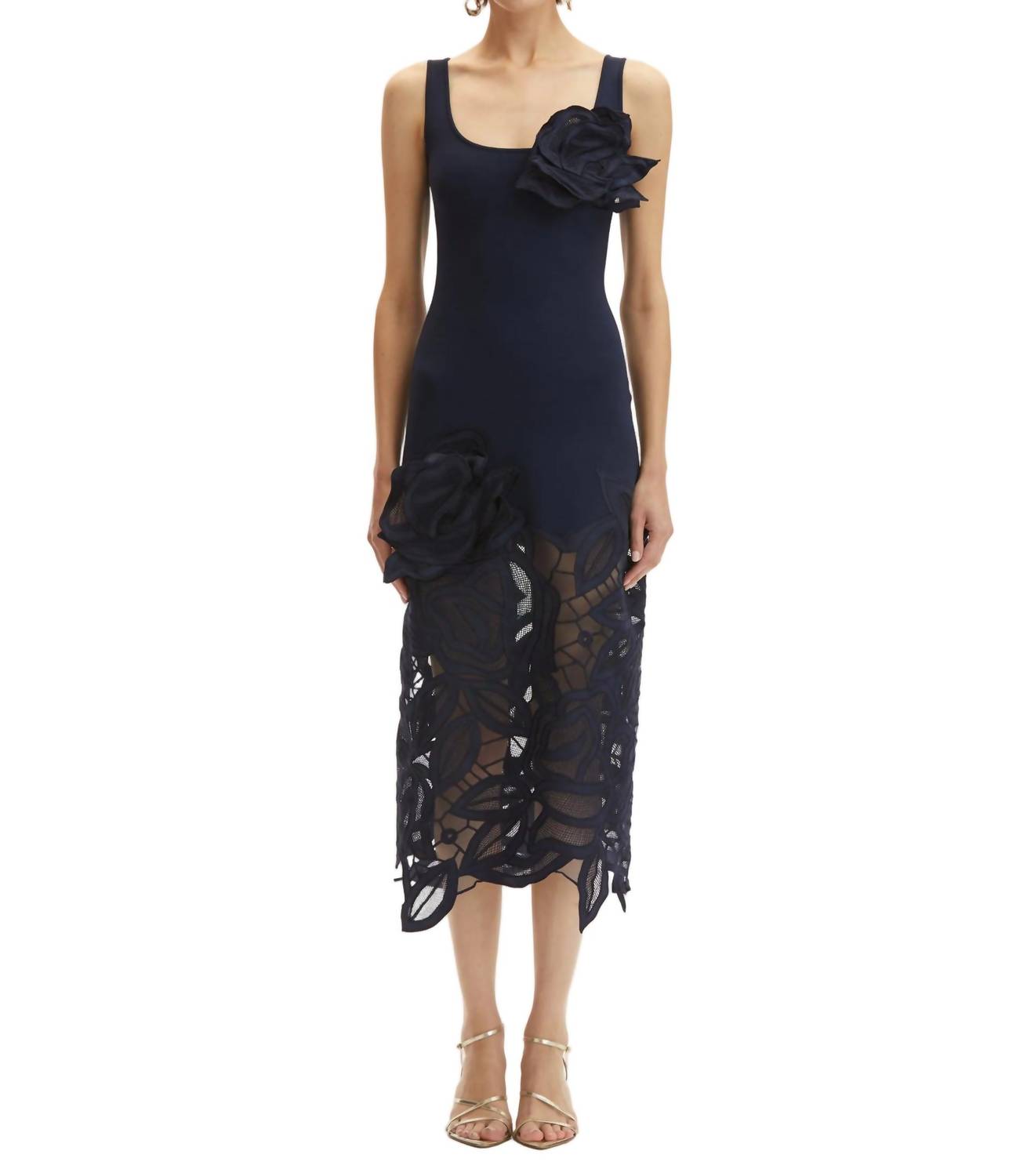 Oscar De La Renta - Rose Guipure Long Knit Dress