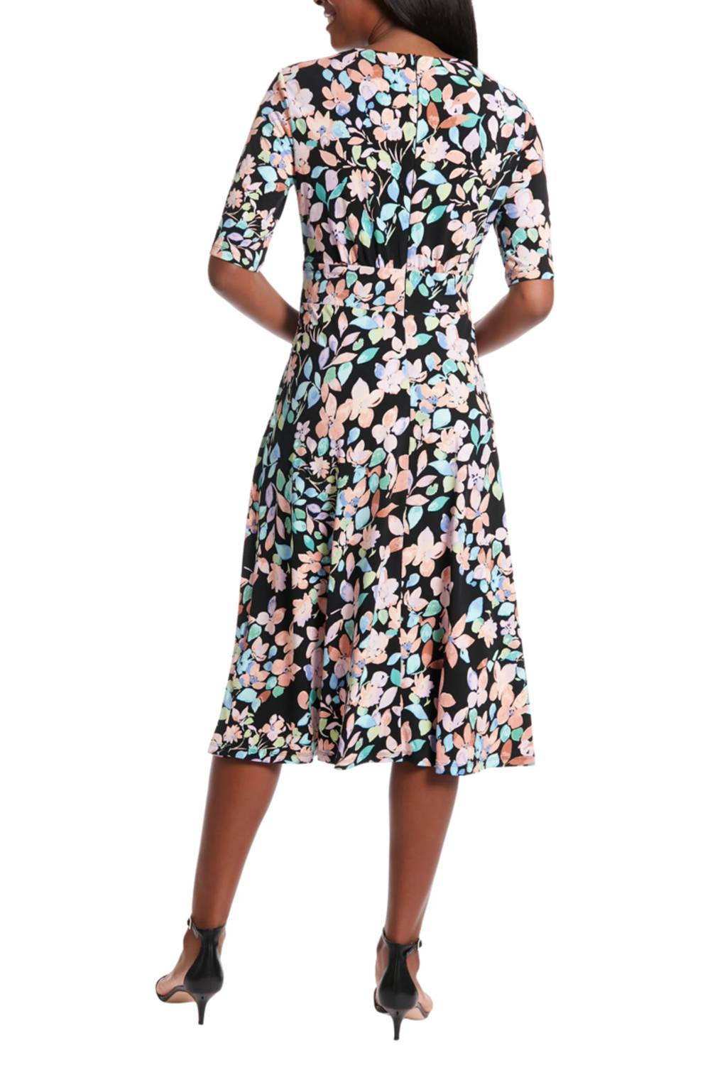 London Times - Floral A-line Midi Dress