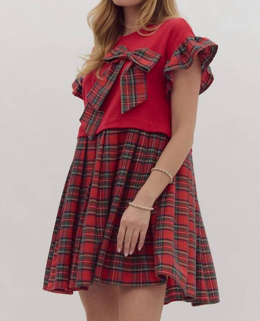 Entro - Bow Plaid Dress