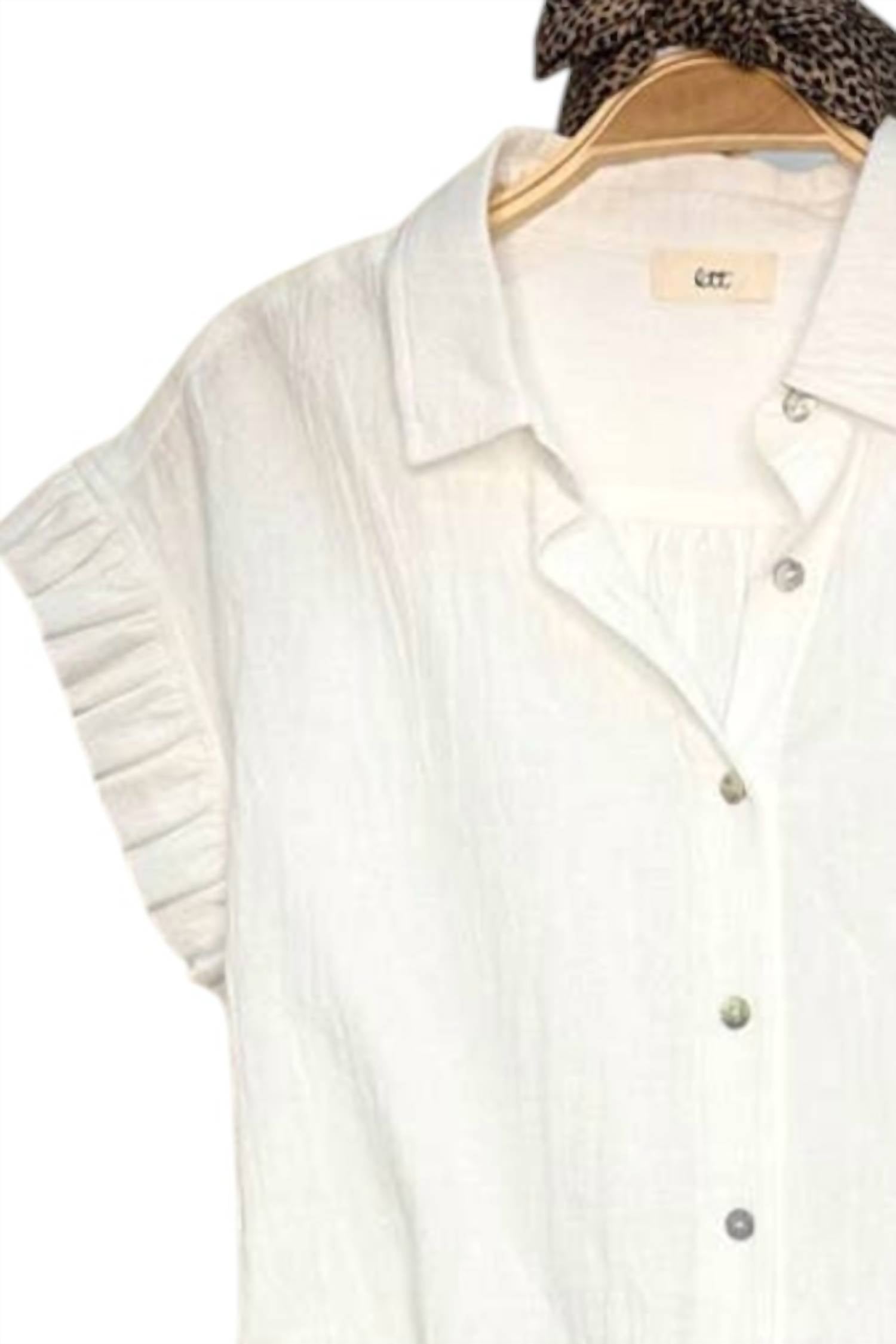 Lime N Chili - Helena Solid Ruffle Sleeve Button-down Shirt