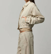 Asher Zoi Bomber Jacket in putty - women's jacket - detail view