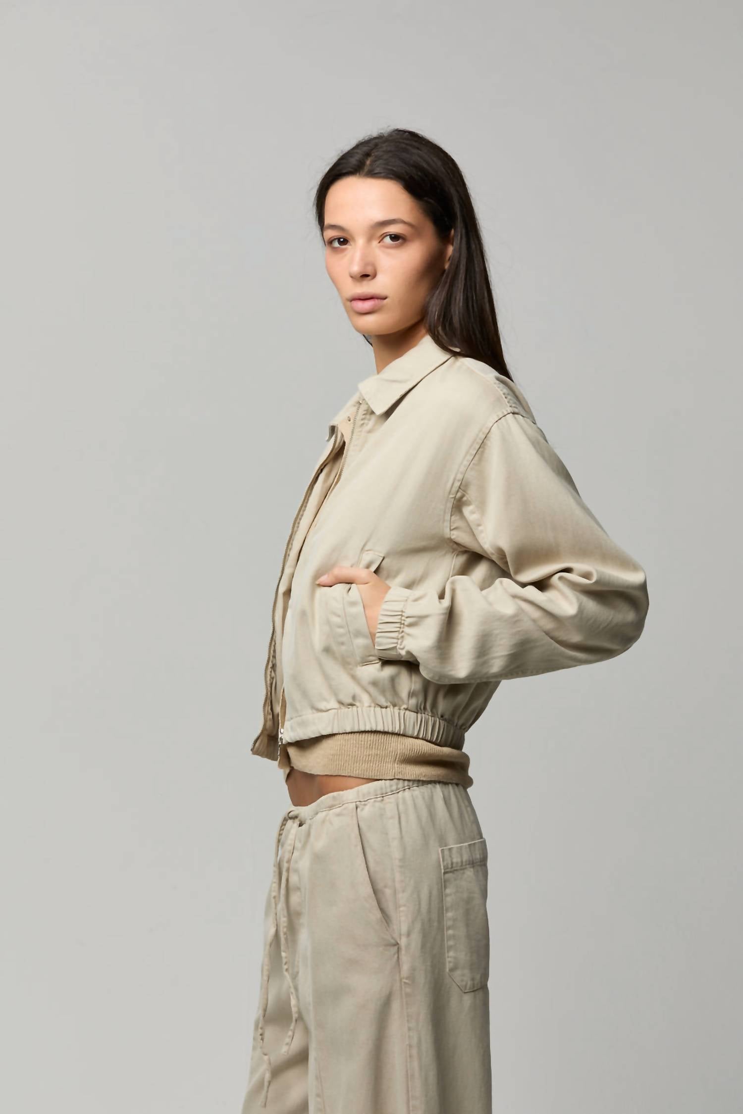 Asher Zoi Bomber Jacket in putty - women's jacket - alternate view