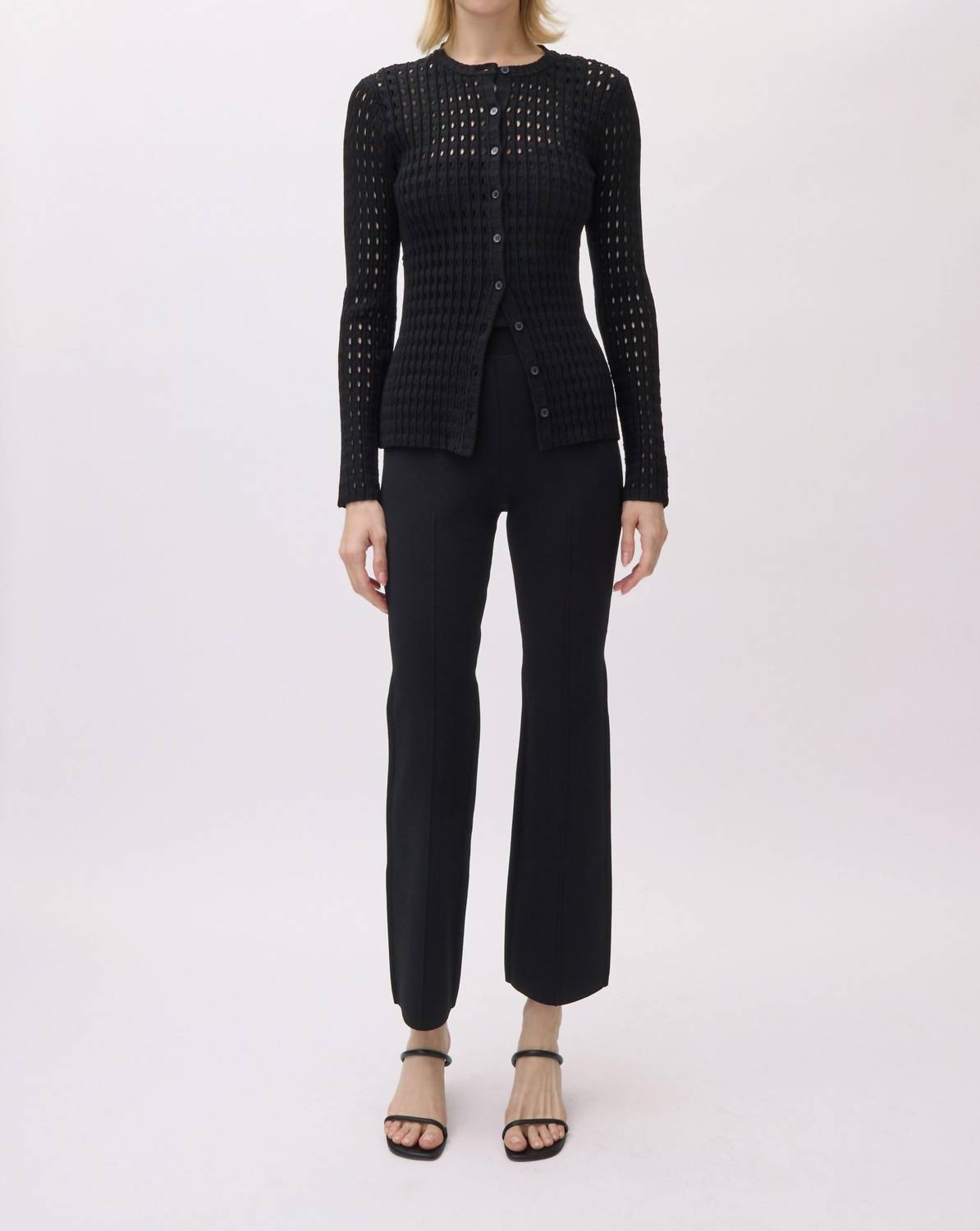 SIMKHAI Mabel Button Front Cardigan in black - women's cardigan