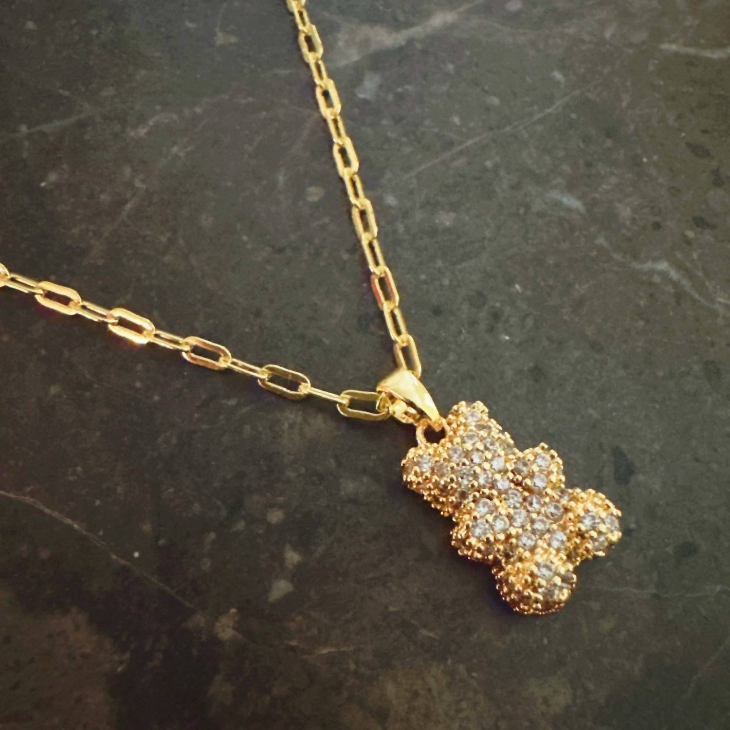 Ellison+Young Women's Pavé Bling Bear Pendant Necklace in gold - women's jewelry
