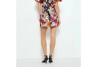 Ina Fashion - Floral Appliqué Puff Sleeve Mini Dress