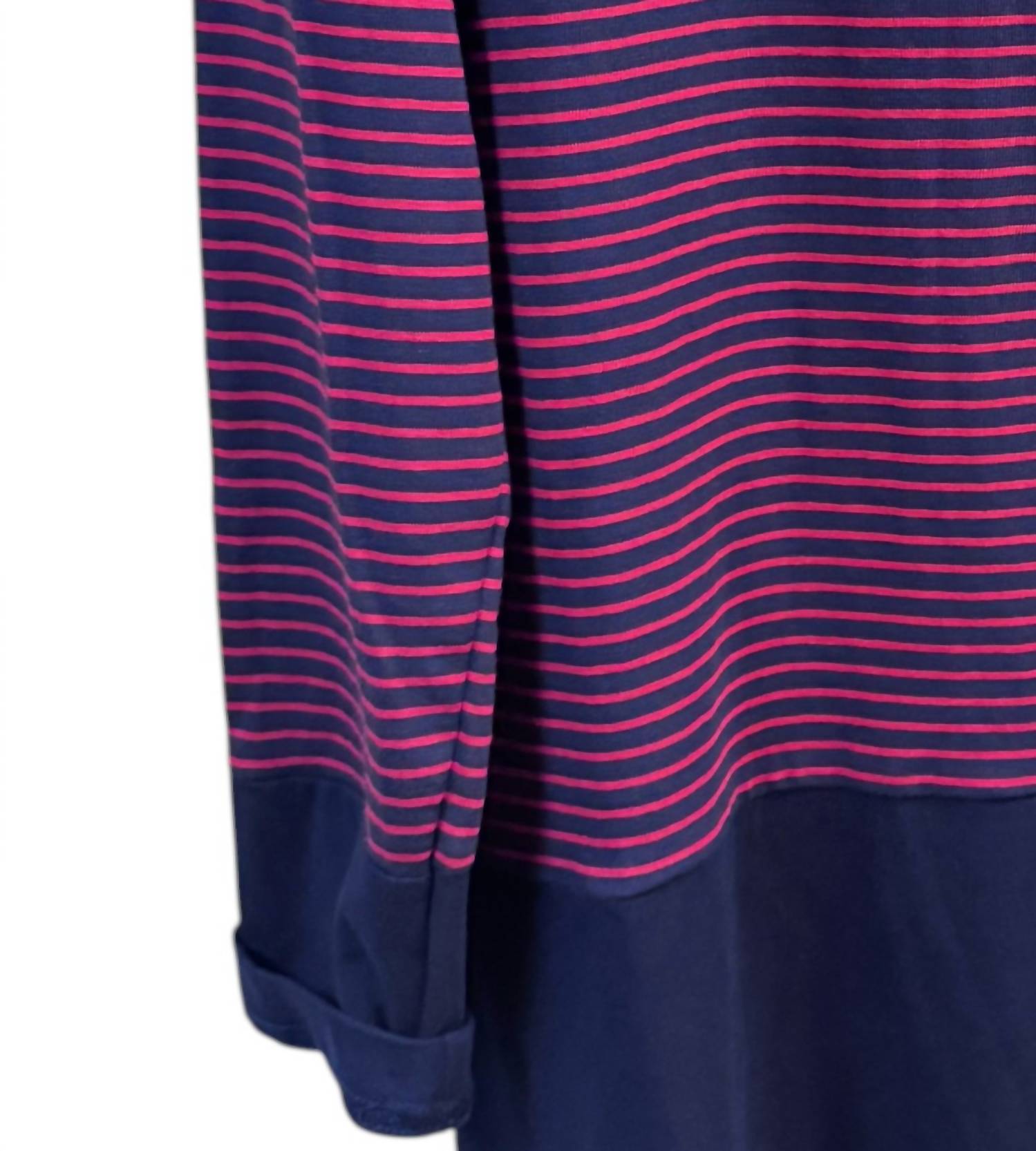 Florence Eiseman Girls' Stripe Knit Dress in red navy - kids' dress - detail view