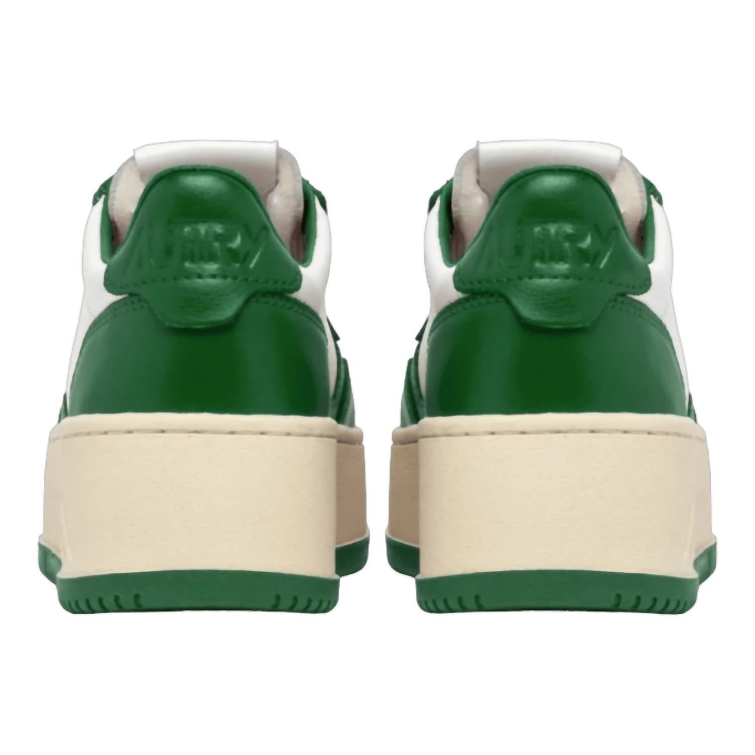 AUTRY Women’s Platform Sneakers in white green - women's sneaker - alternate view
