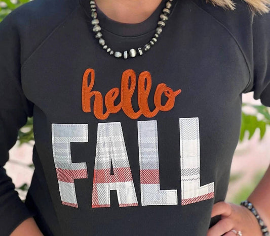 Texas True Threads - HELLO FALL APPLIQUE SWEATSHIRTS