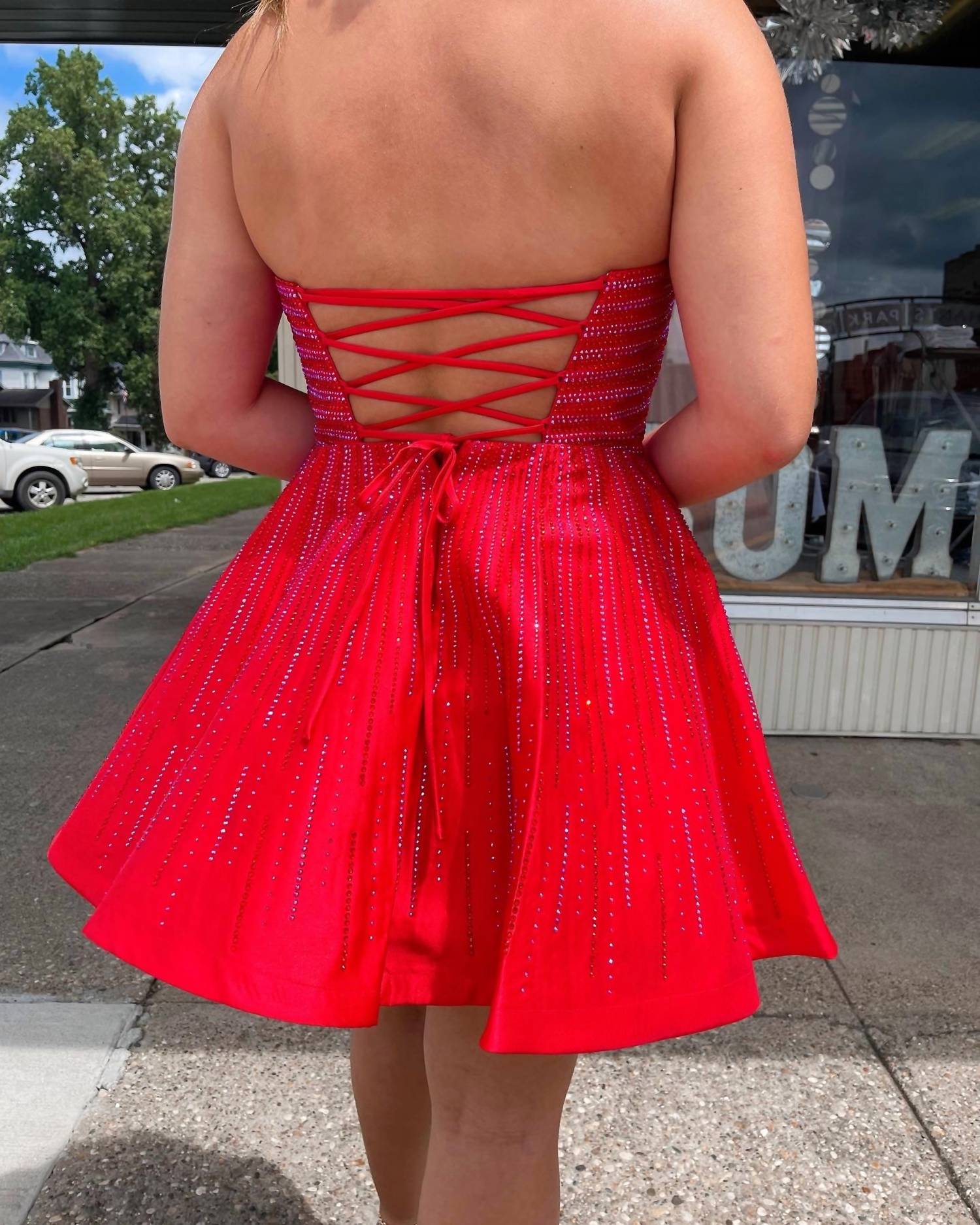 Sherri Hill - Strapless Hot Fix Cocktail Dress
