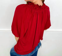 Bibi - Rayon Blend Balloon Sleeves Top