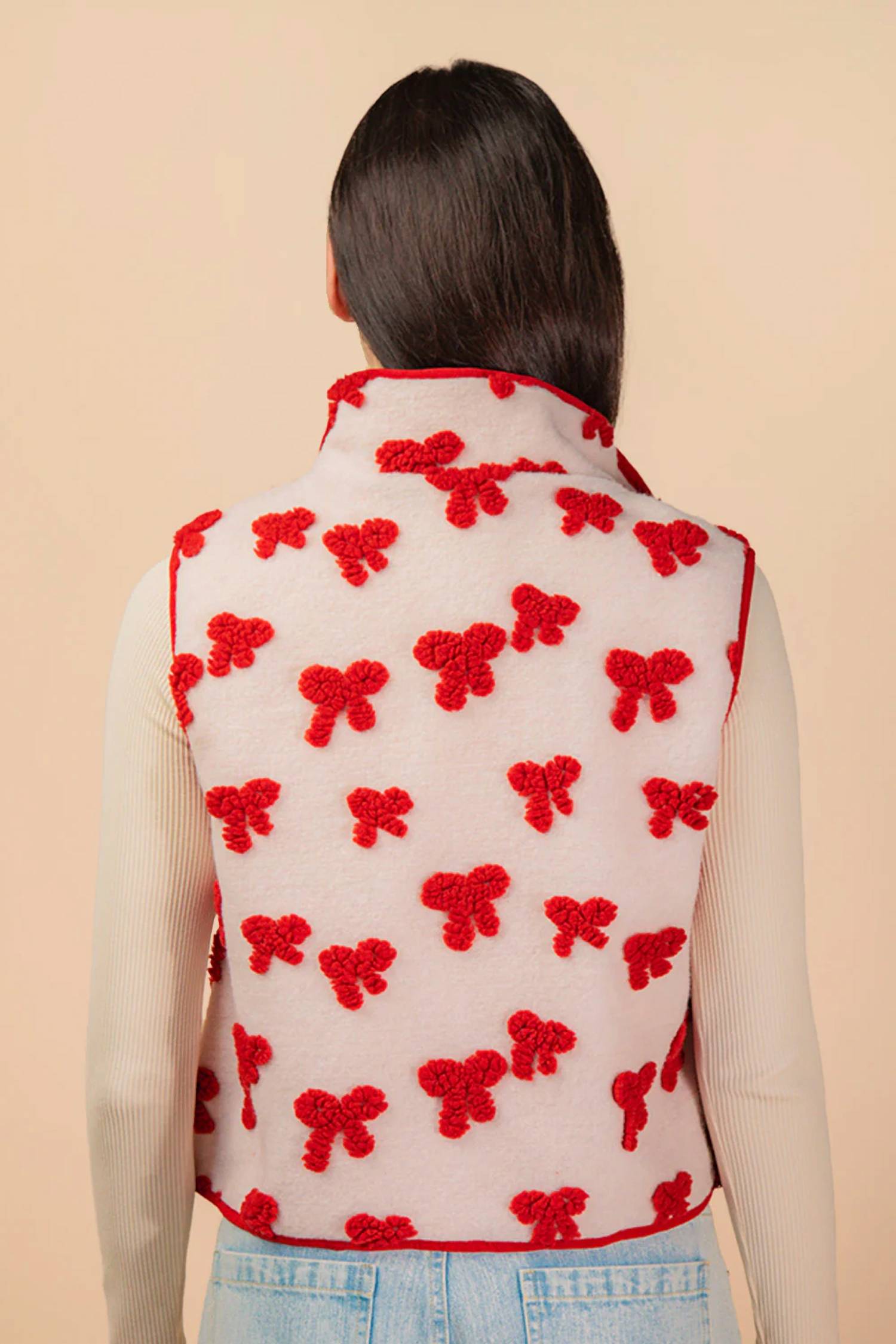 Very J - Textured Bow Printed Vest