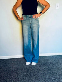 Vervet By Flying Monkey - High Rise Raw Hem Wide A Line Jeans