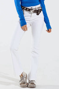 Q2 - Skinny Flare Jeans With Double Button Detail