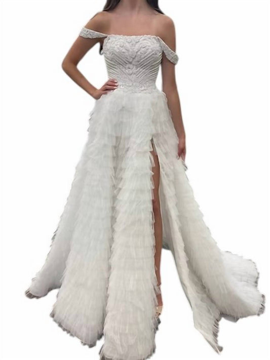 Sherri Hill - Embellished Off Shoulder Tulle A-line Dress