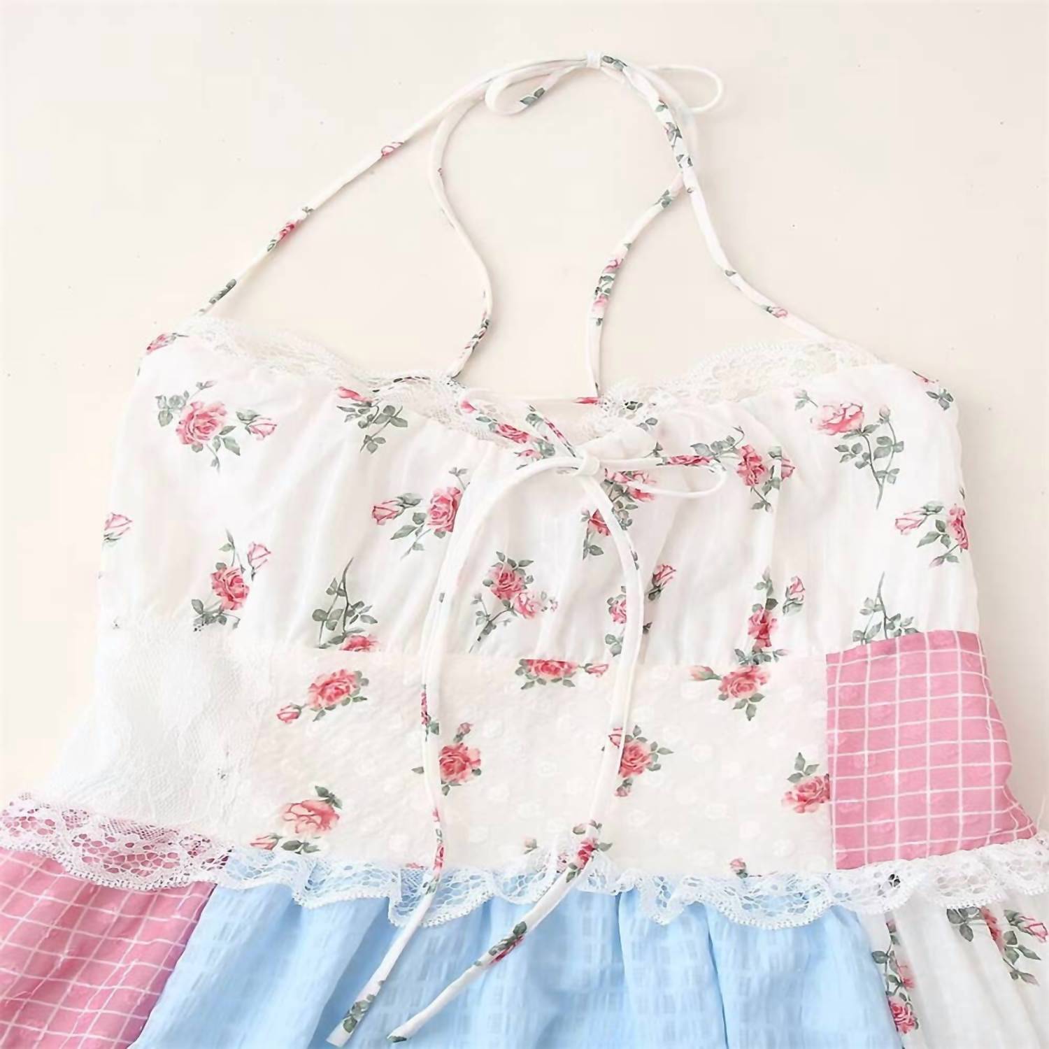 Rosa Clothing Lace Patchwork Halter Maxi Flare Dress in floral - women's dress - view 6