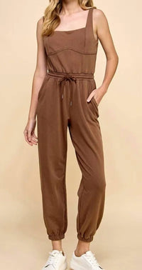 Tcec - Square Neck Sleeveless Jumpsuit