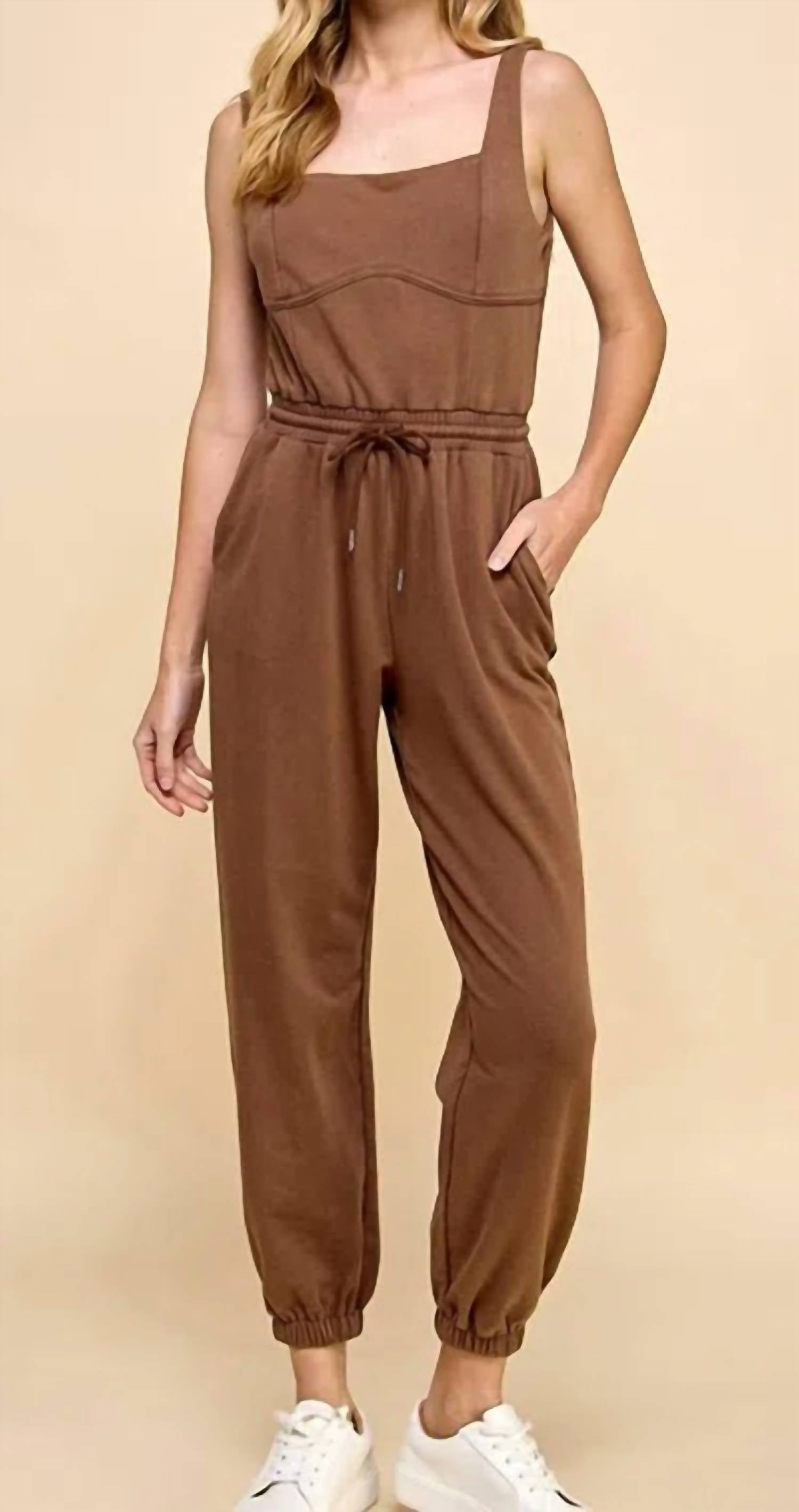 Tcec - Square Neck Sleeveless Jumpsuit