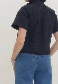 Entro - Cropped Ruffle Neck Top