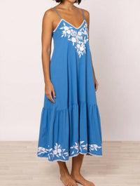 Juliet Dunn - Linen Look V-neck Midi Dress