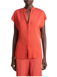 Vince - Cap Sleeve Blouse With Contrast