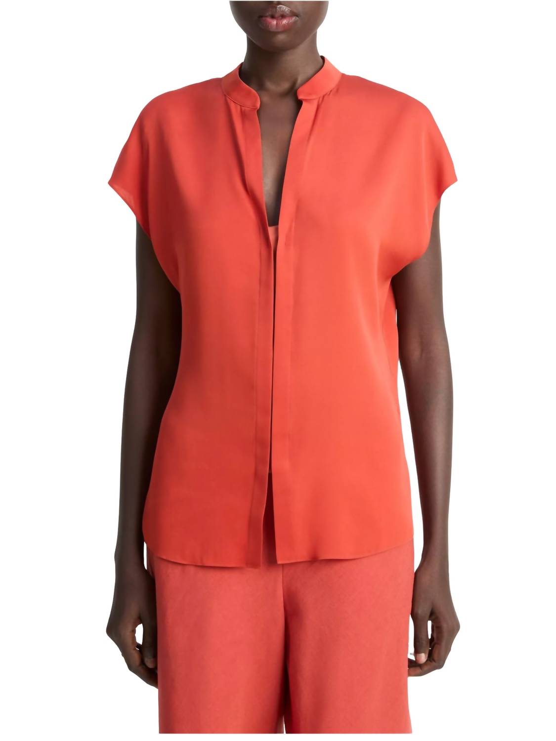 Vince - Cap Sleeve Blouse With Contrast