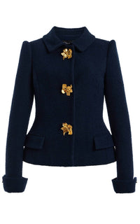 Oscar De La Renta - Women's Floral Button Tweed Jacket