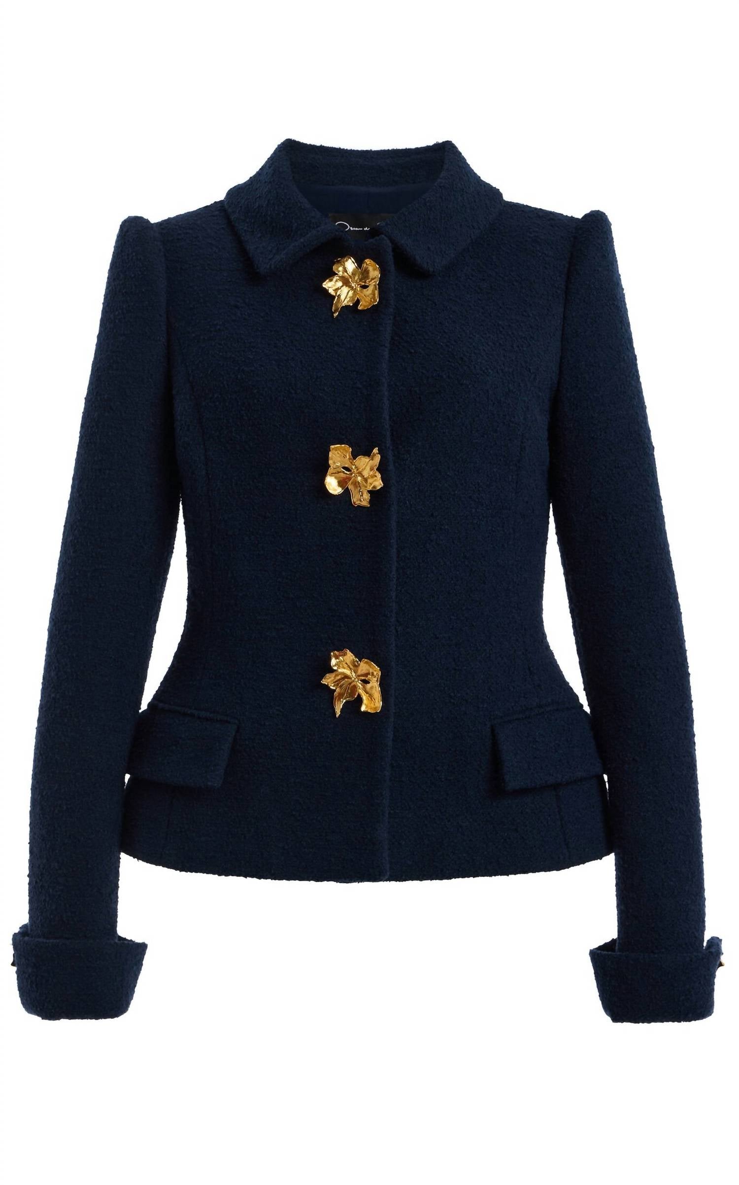 Oscar De La Renta - Women's Floral Button Tweed Jacket
