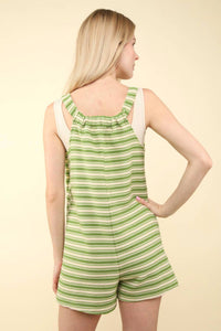 Very J - Tie Shoulder Striped Casual Knit Romper