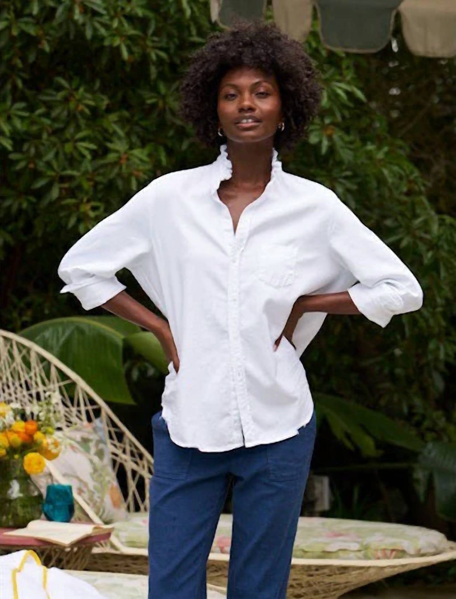 Frank & Eileen - Ruffle Collar Button Up Shirt