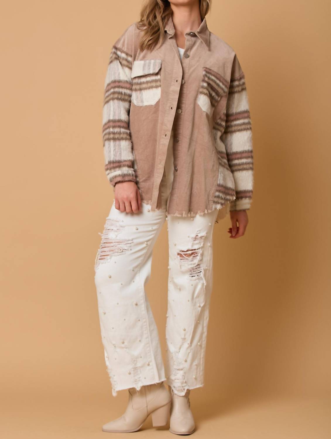 Fantastic Fawn - Corduroy Flannel Mixed Jacket