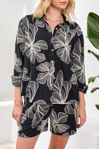 Tribal - Embroidered Long Sleeve Button‑front Blouse