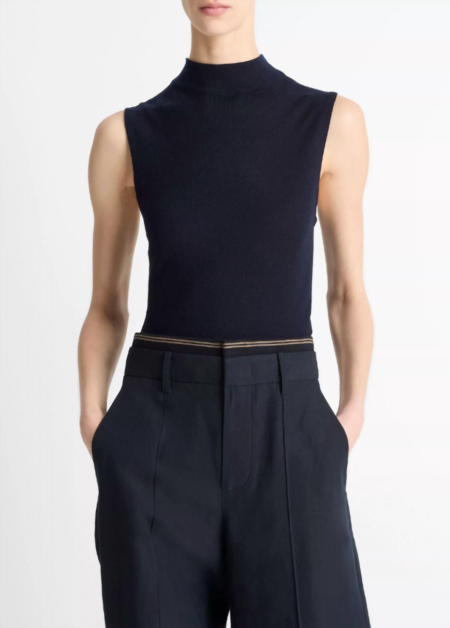 Vince Sleeveless Mock Neck Top in coastal - women's tank top
