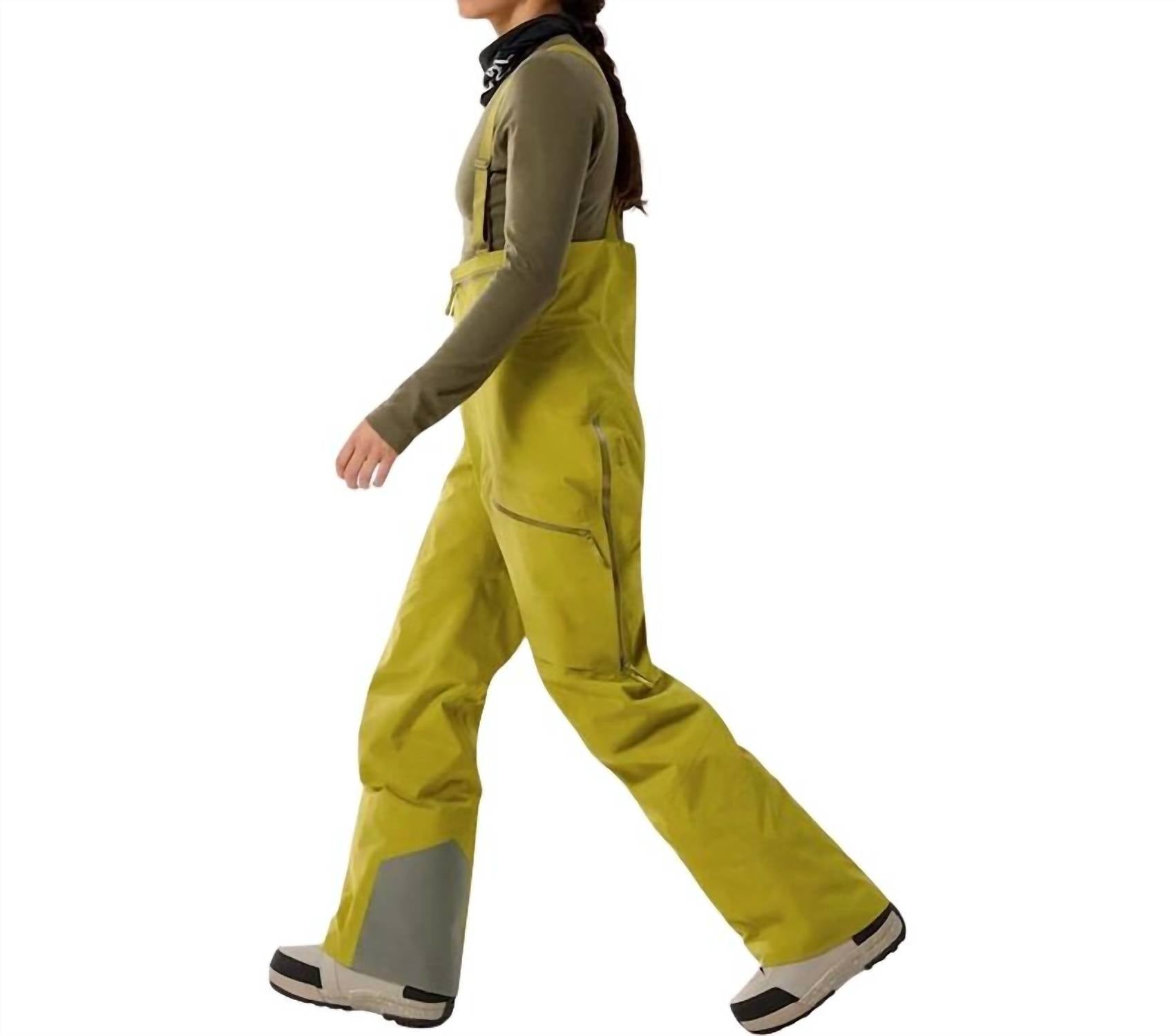 Arc'teryx Rush Bib Pant in olive moss - women's pants - detail view
