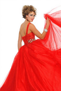 Precious Formals - Jeweled One Shoulder Ball Gown