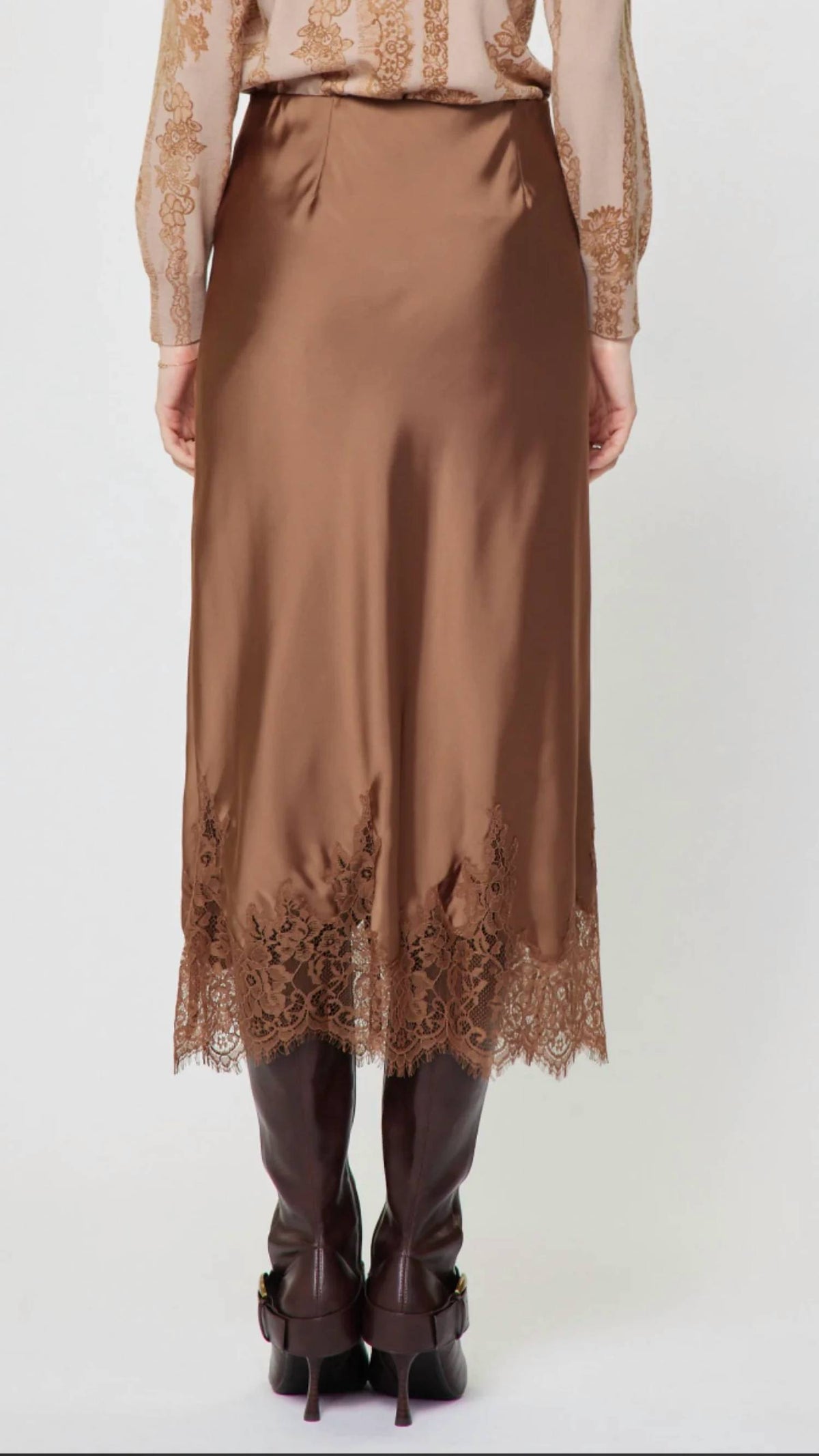 Current Air - Mouse Lace Hem Satin Skirt