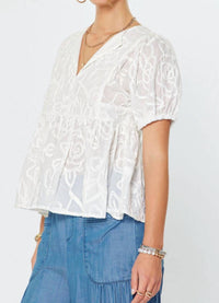 Current Air - Floral Embroidery Babydoll Blouse