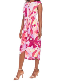 London Times - Cap Sleeve Multi Print Midi Dress