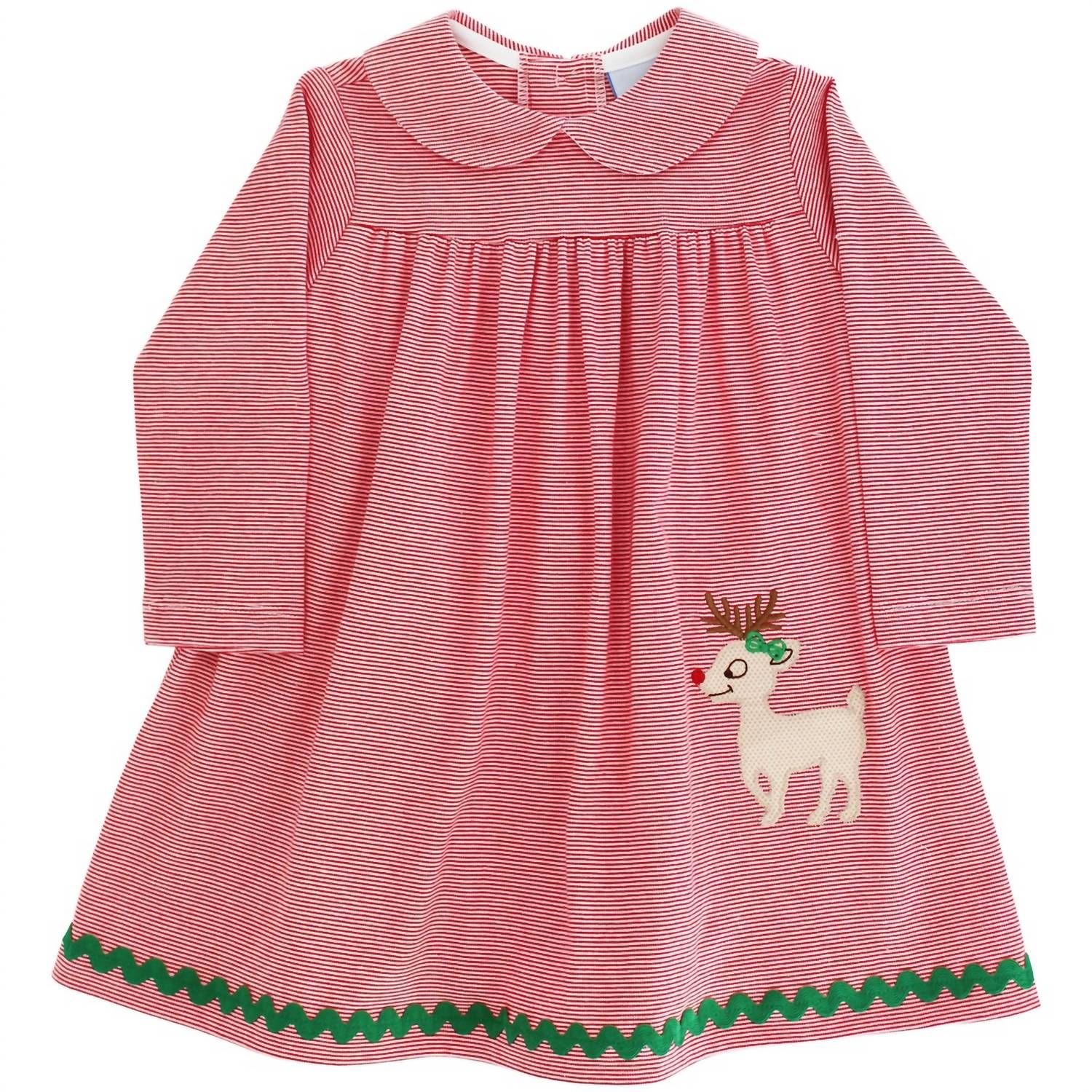 Bailey Boys Girl's Reindeer Games Knit Dress With Collar in red - kids' dress