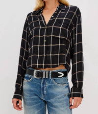 Rails Malin Long Sleeve Top in onyx sand birch - women's shirt