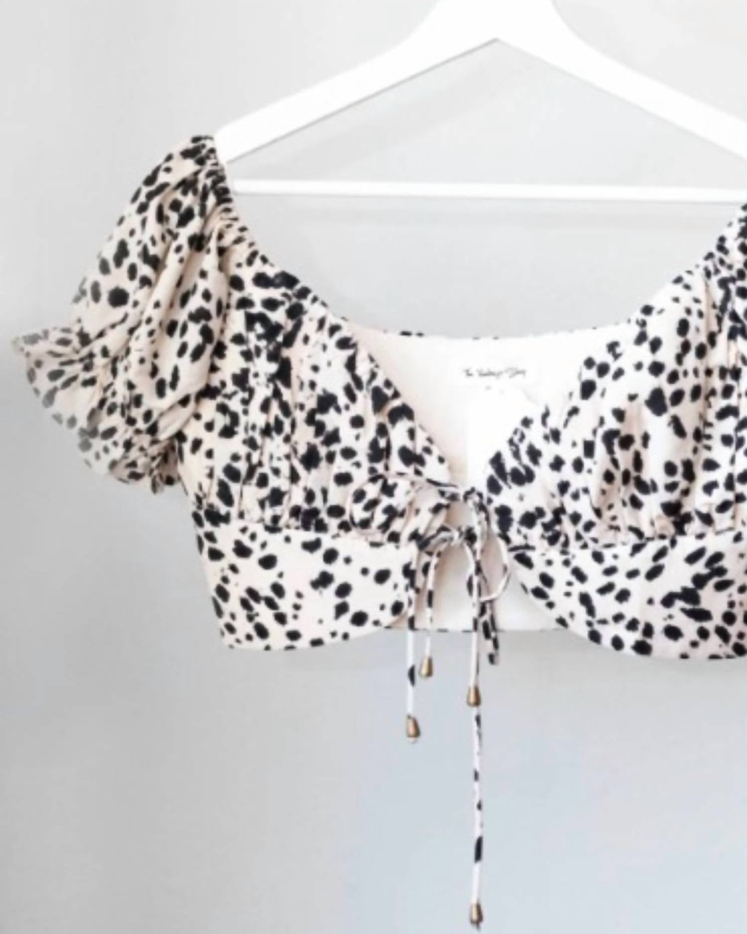 The Vintage Shop - Women's Animal Print Ruched Tie Front Crop Top