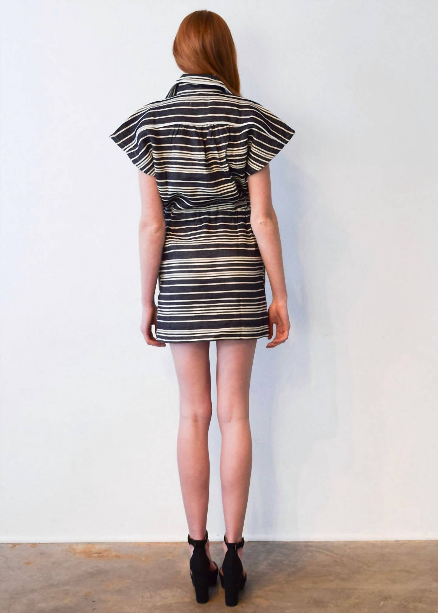 Never A Wallflower - Poppy Zip Up Dress Stripe Double Woven