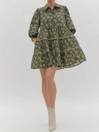 Entro - Elle Floral Print Contrast Trim Half Sleeve Mini Dress