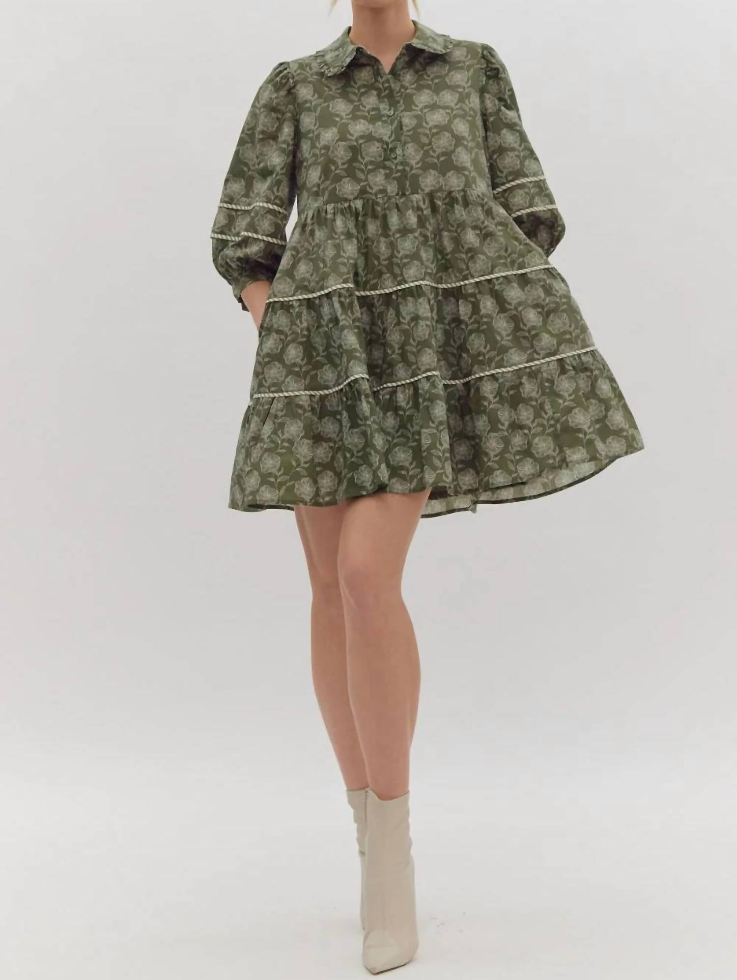 Entro - Elle Floral Print Contrast Trim Half Sleeve Mini Dress