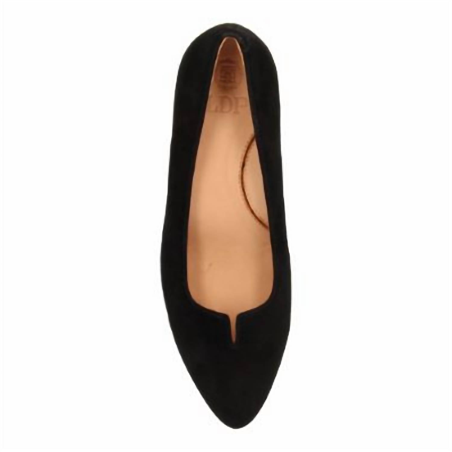 L'amour Des Pieds Women's Kavan Suede Almond Toe Pump in black - women's heels - detail view