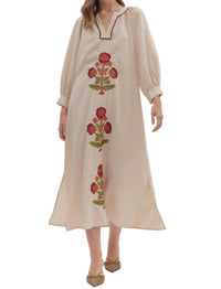 Entro - Embroidered Floral Long Sleeve Maxi Dress