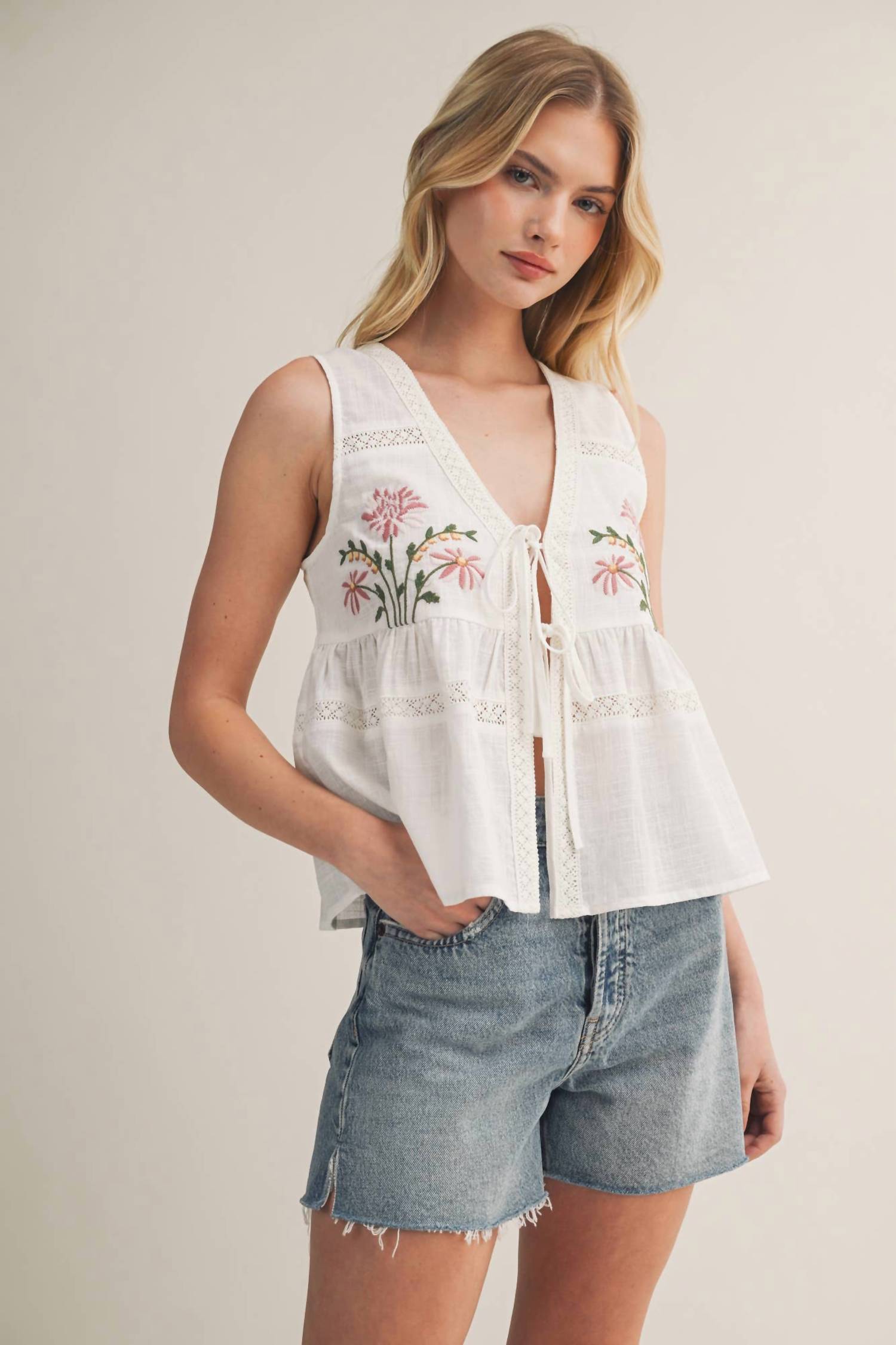 Mustard Seed - Grayce Floral Tie-Front Top