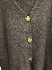 Little Daisy Closet Women's Chunky Knit Button Sweater in coffee bean - women's cardigan - alternate view