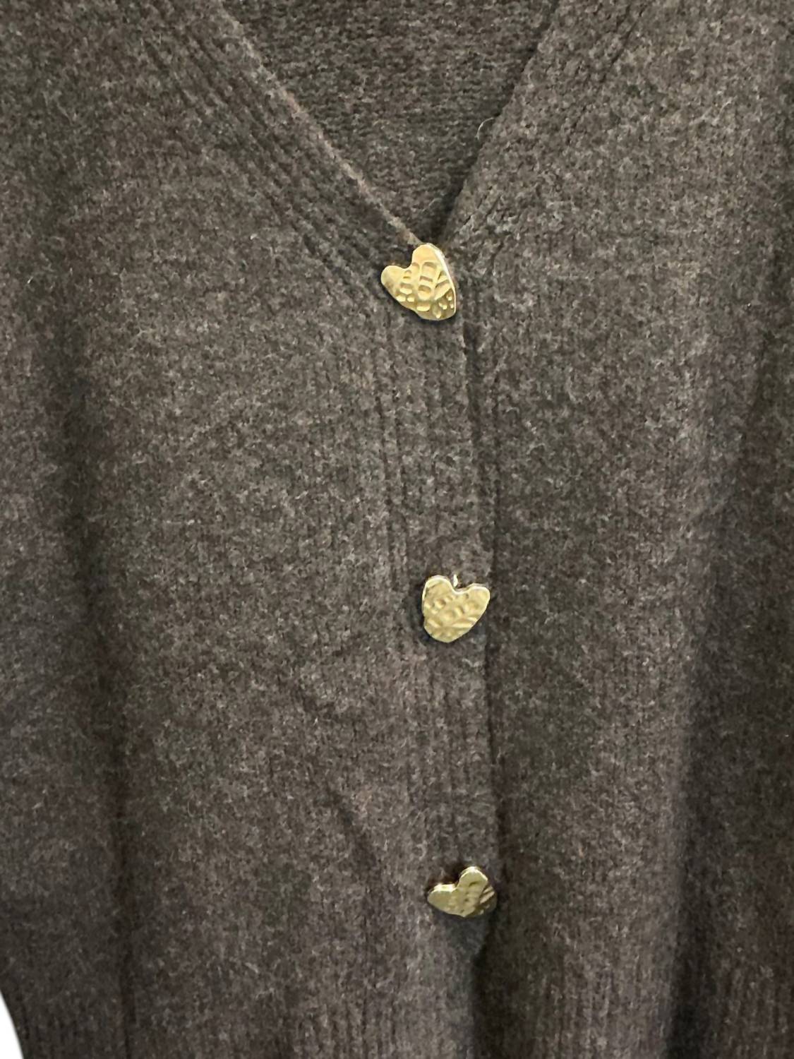 Little Daisy Closet Women's Chunky Knit Button Sweater in coffee bean - women's cardigan - alternate view