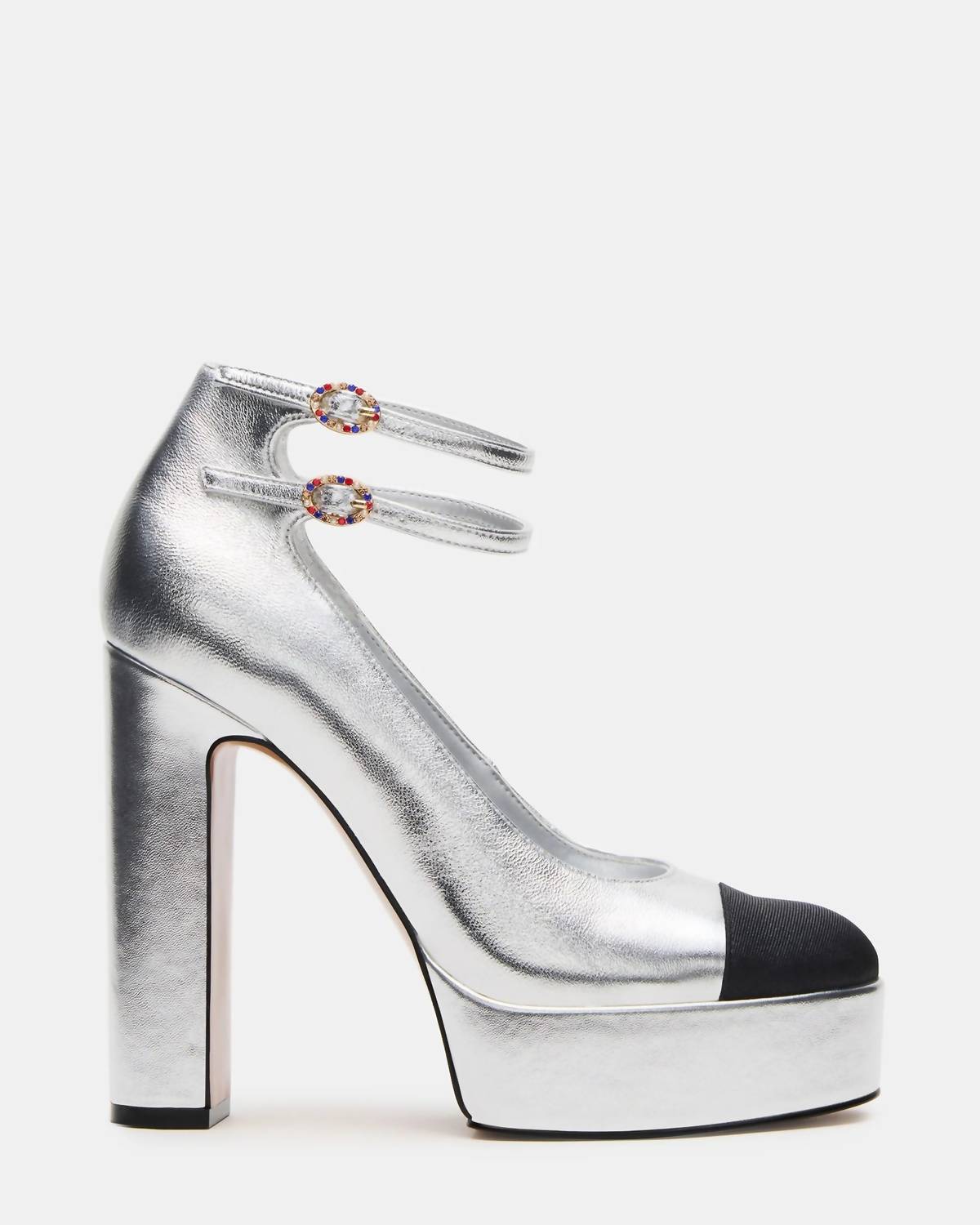 STEVE MADDEN Women's Peyton Genuine Leather Cap Toe Platform Hi Heels in silver - women's heels - view 7